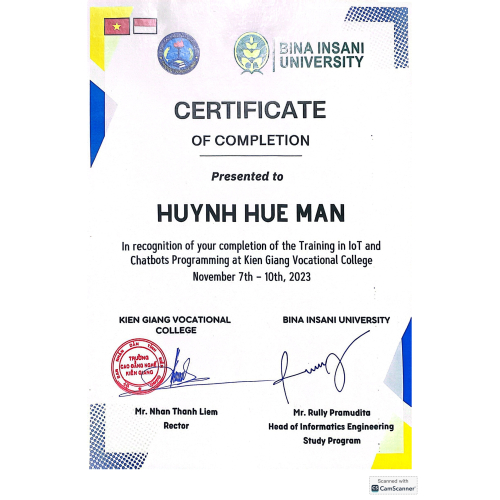 Giấy Chứng Nhận Tham Gia Khóa Lập Trình Indonesia