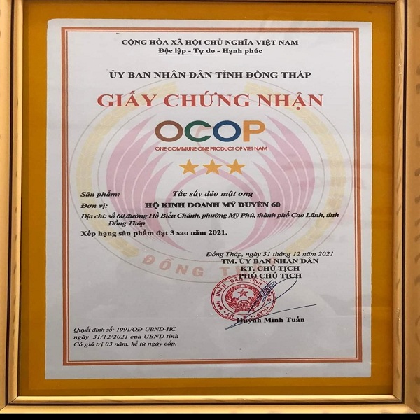 Chứng nhận OCOP 3 sao